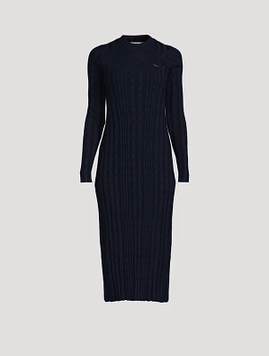 Check Rib-Knit Midi Dress