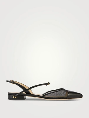 Vittorio Leather And Mesh Slingback Flats