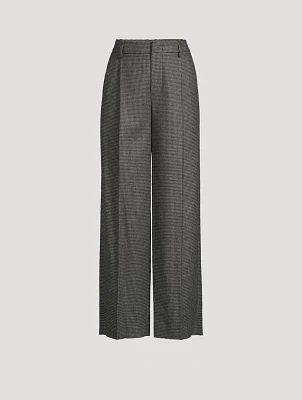 Wide-Leg Trousers Micro Check Print