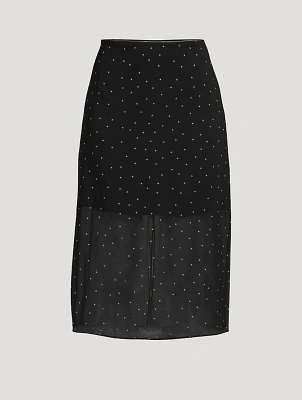 Chiffon Overlay Midi Skirt Polka Dot Print