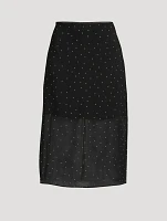Chiffon Overlay Midi Skirt Polka Dot Print