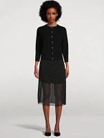 Chiffon Overlay Midi Skirt Polka Dot Print