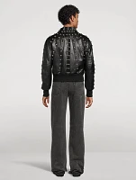 Studded Leather Bomber Jacket
