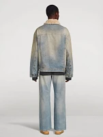Faux Shearling-Trimmed Denim Jacket