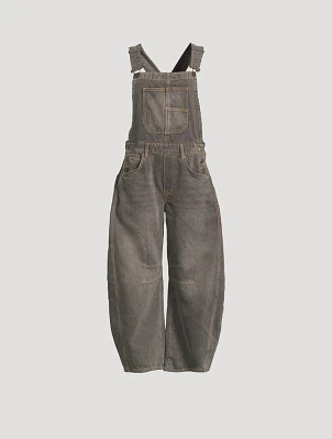 Good Luck Barrel-Leg Denim Overalls