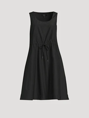 Drawstring Poplin Midi Dress