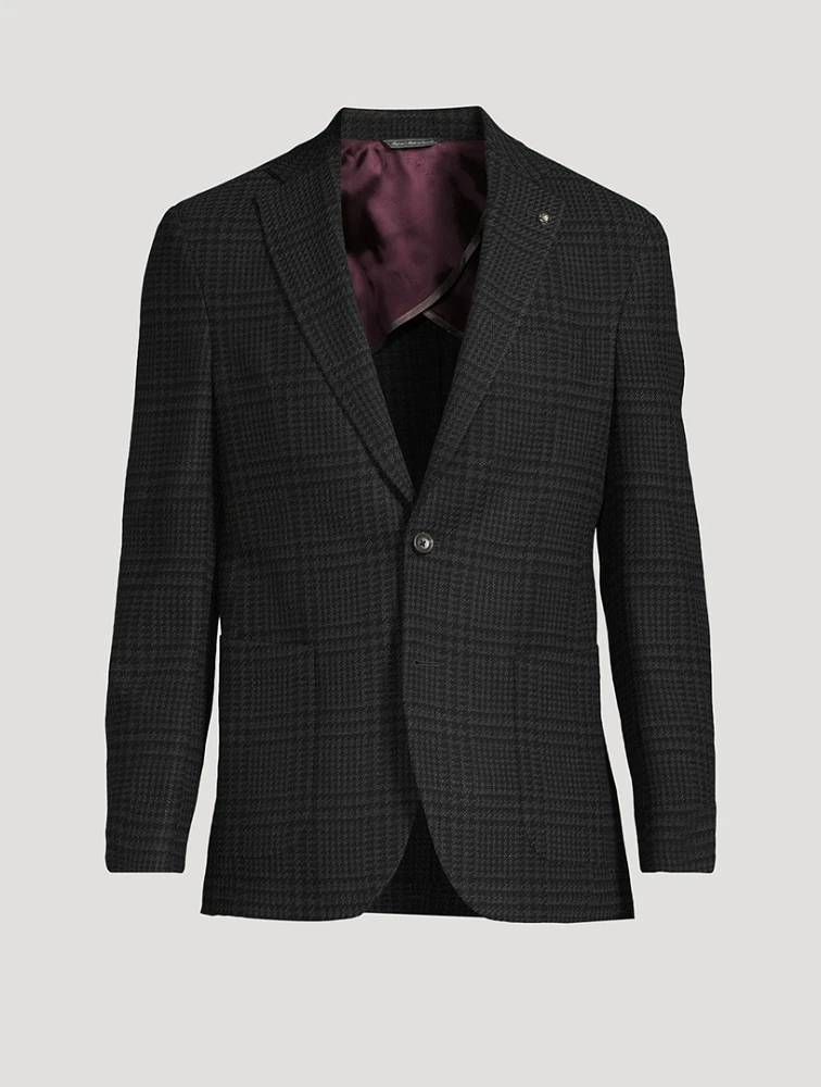 Stretch Wool Jacket Check Print