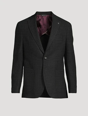 Stretch Wool Jacket Check Print