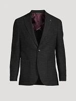 Stretch Wool Jacket Check Print