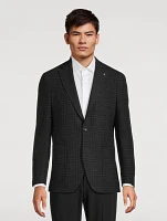 Stretch Wool Jacket Check Print