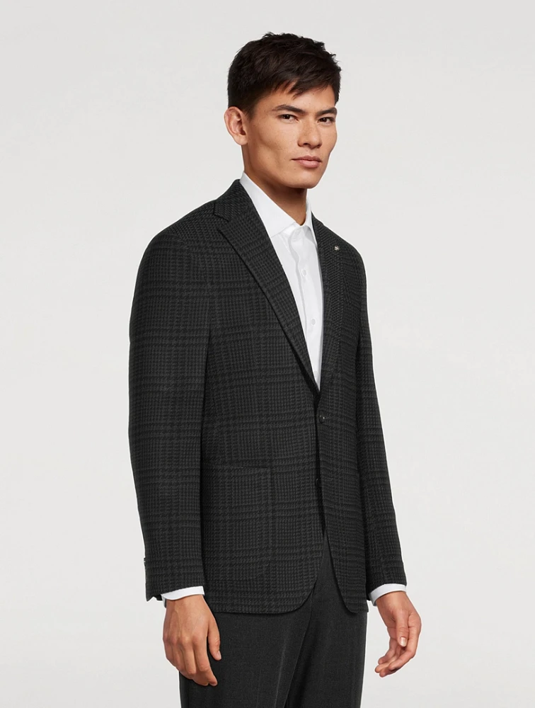 Stretch Wool Jacket Check Print