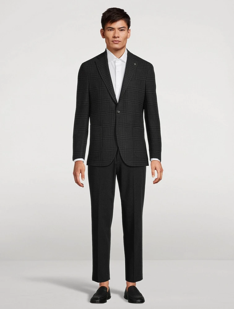 Stretch Wool Jacket Check Print