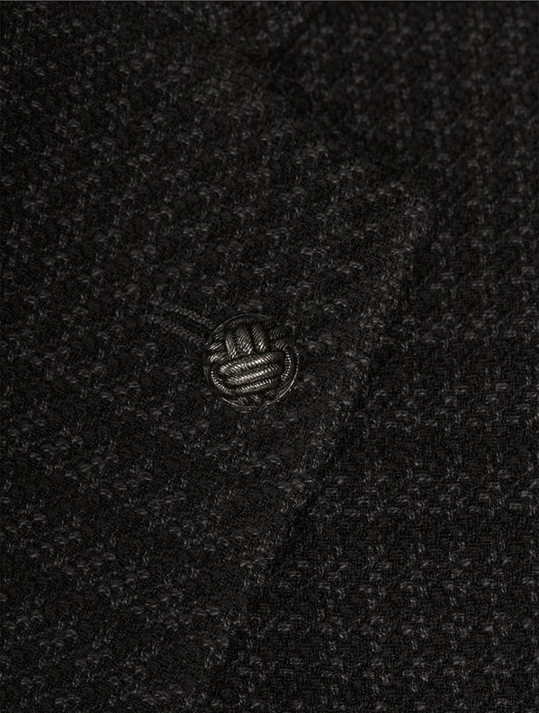 Stretch Wool Jacket Check Print