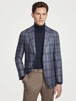 Wool And Silk Jacket Windowpane Print