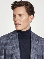 Wool And Silk Jacket Windowpane Print