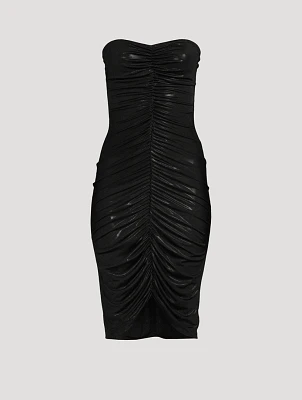 Strapless Shirred Midi Dress