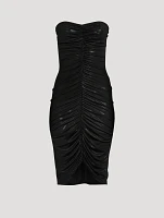 Strapless Shirred Midi Dress