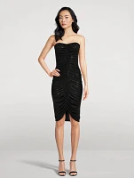 Strapless Shirred Midi Dress