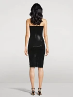 Strapless Shirred Midi Dress