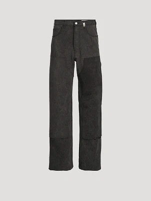 Wide-Leg Denim Carpenter Pants