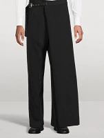 Stretch Wool-Blend Wraparound Trousers