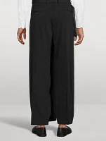 Stretch Wool-Blend Wraparound Trousers
