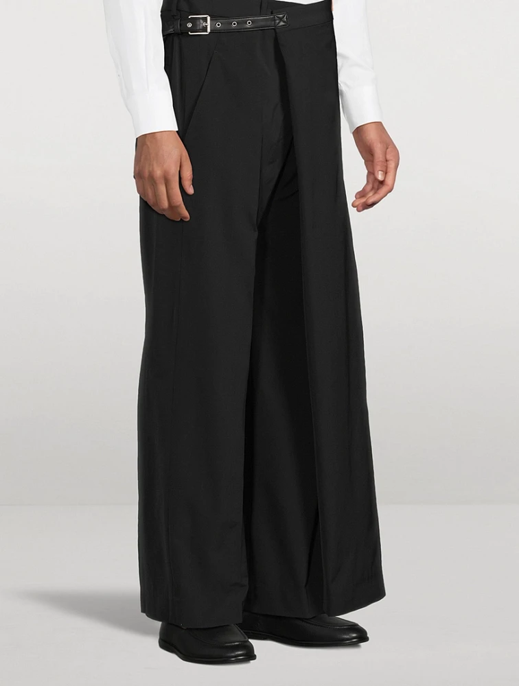 Stretch Wool-Blend Wraparound Trousers