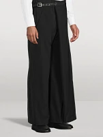 Stretch Wool-Blend Wraparound Trousers