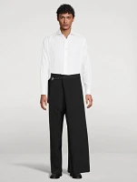 Stretch Wool-Blend Wraparound Trousers