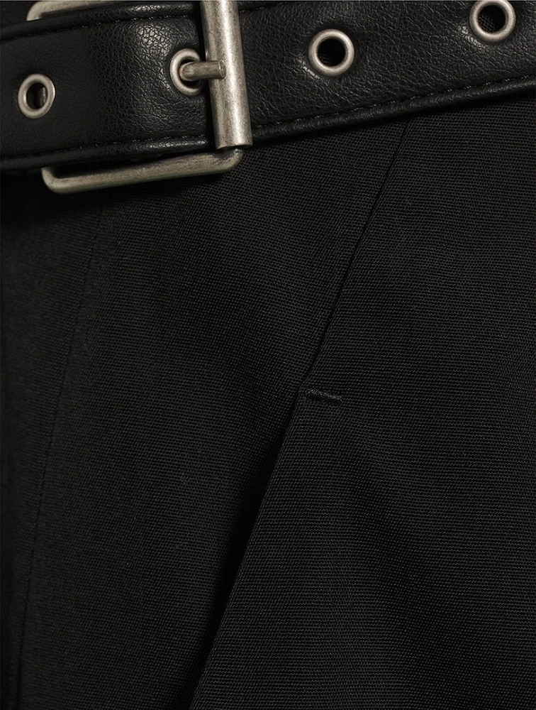 Stretch Wool-Blend Wraparound Trousers
