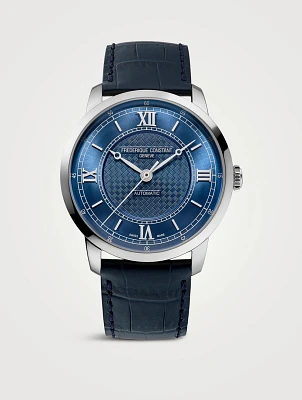 Classics Premiere Automatic Stainless Steel Watch With Croc-Embossed Leather Strap