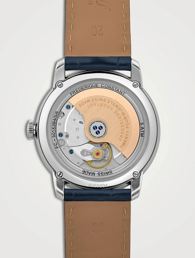 Classics Premiere Automatic Stainless Steel Watch With Croc-Embossed Leather Strap