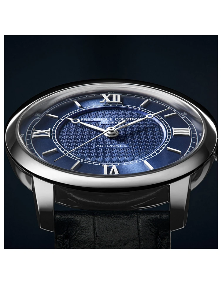 Classics Premiere Automatic Stainless Steel Watch With Croc-Embossed Leather Strap