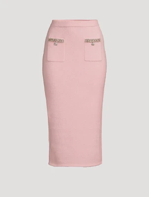 Embellished Knit Pencil Skirt