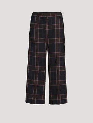 Wide-Leg Culottes Plaid Print