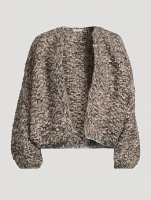Fleecy Pearl-Knit Cardigan