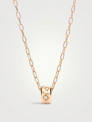 Iconica 18K Rose Gold Pendant Necklace With Diamonds