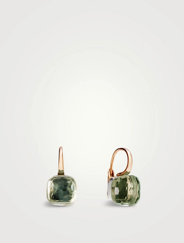 Nudo 18K Rose And White Gold Drop Earrings With Prasiolite
