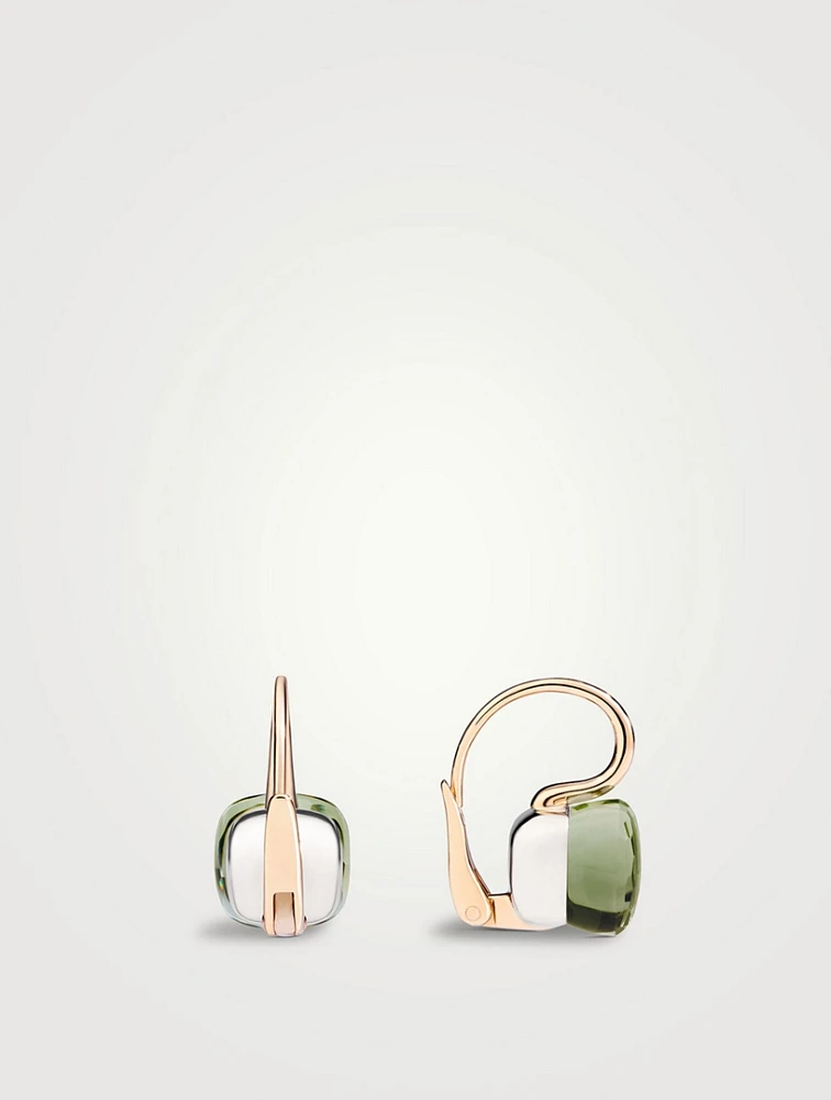 Nudo 18K Rose And White Gold Drop Earrings With Prasiolite