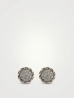 JH Essential Sterling Silver Stud Earrings With Pavé Diamonds