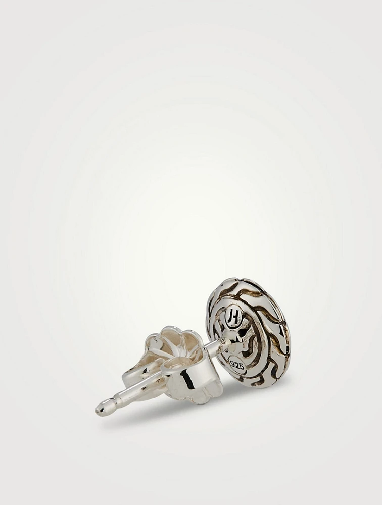 JH Essential Sterling Silver Stud Earrings With Pavé Diamonds