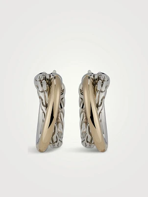 JH Essential 14K Gold And Sterling Silver Crossover Hoop Earrings