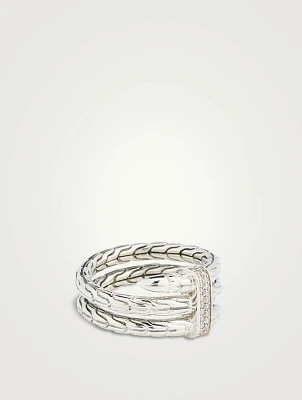 Spear Sterling Silver Ring With Diamonds