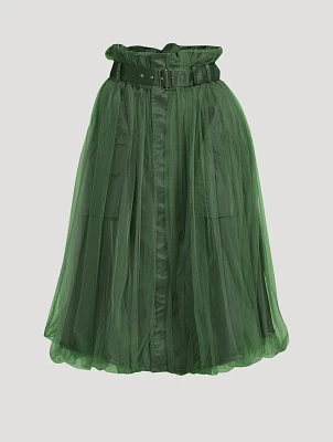 Reversible Tulle And Nylon Midi Skirt