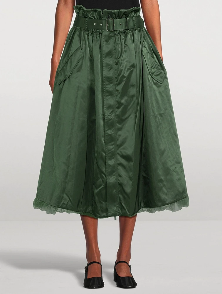 Reversible Tulle And Nylon Midi Skirt