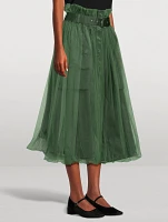 Reversible Tulle And Nylon Midi Skirt