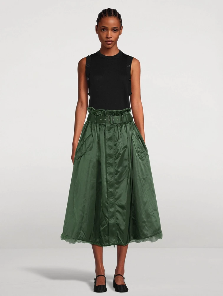 Reversible Tulle And Nylon Midi Skirt