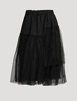 Tiered Wool And Tulle Midi Skirt