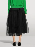 Tiered Wool And Tulle Midi Skirt