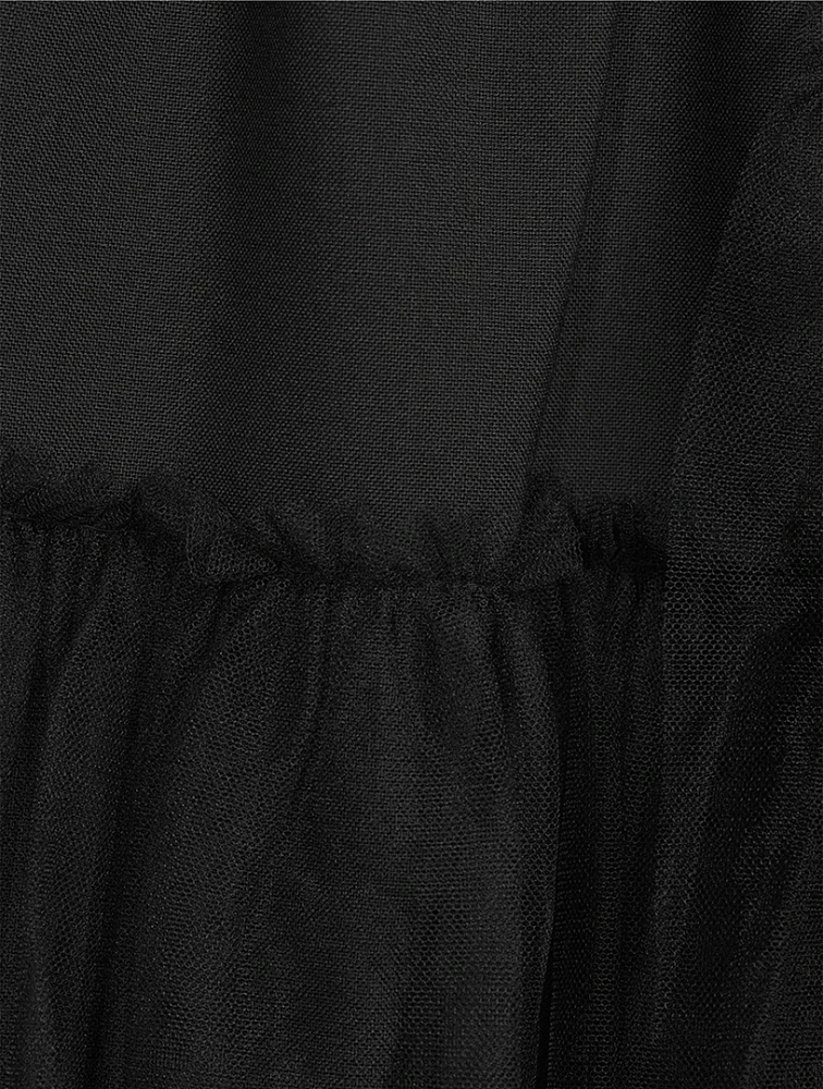 Tiered Wool And Tulle Midi Skirt